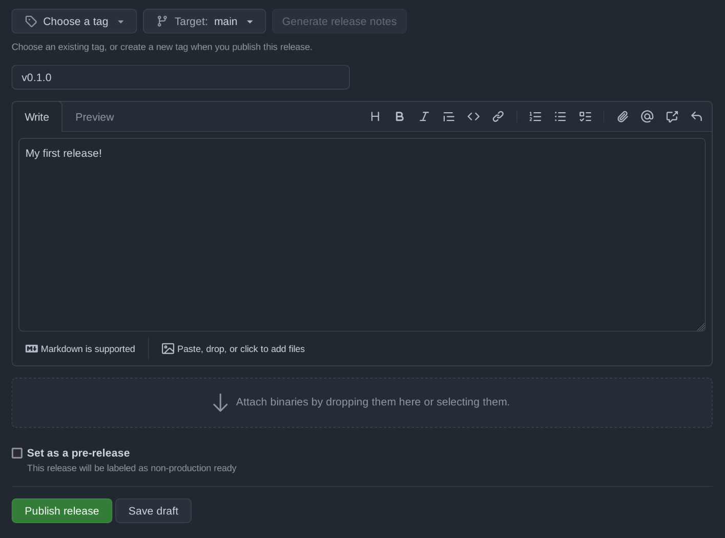 Creating a release on GitHub